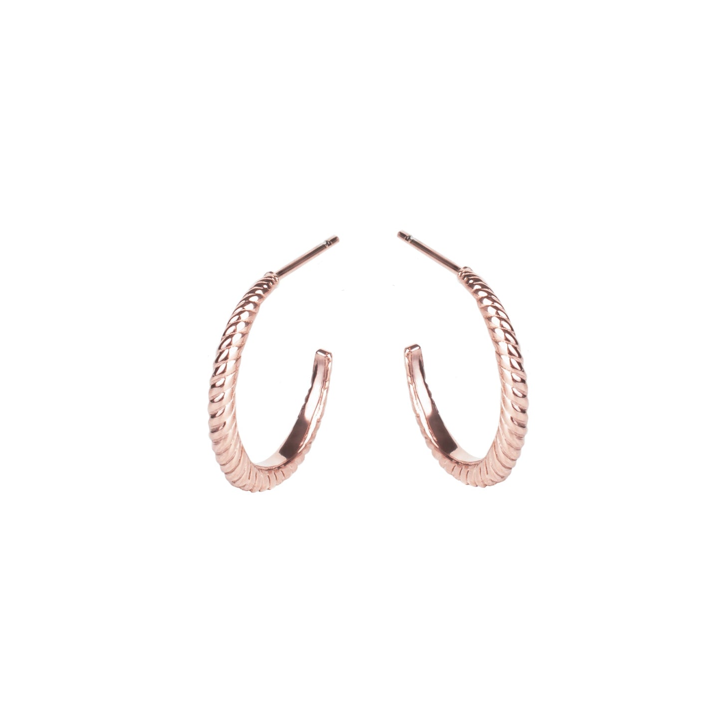 Stainless Steel rosegold twisted hoop earrings boucles d'oreilles croissant or rose inox T221E001DORO