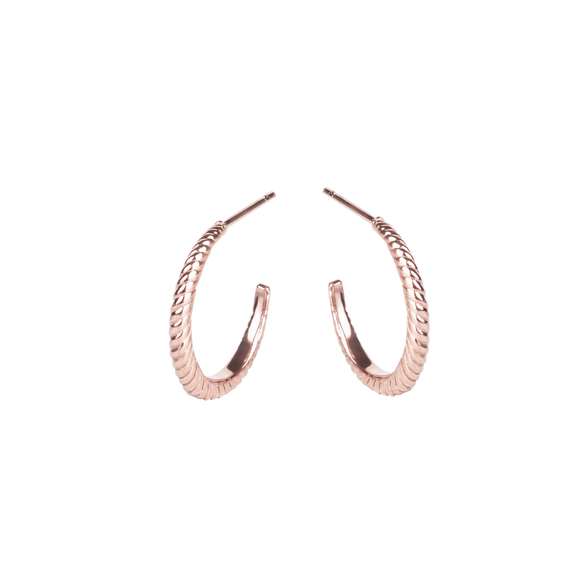 Stainless Steel rosegold twisted hoop earrings boucles d'oreilles croissant or rose inox T221E001DORO