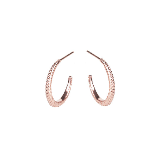 Stainless Steel rosegold twisted hoop earrings boucles d'oreilles croissant or rose inox T221E001DORO