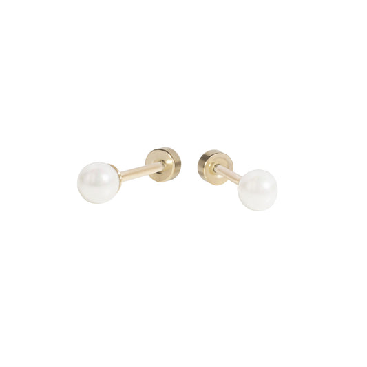 Boucles d'oreilles fixes perles en acier inoxydable or avec fermoir vis confortable hypoallergéniques parfaites pour enfants Mia Bijoux