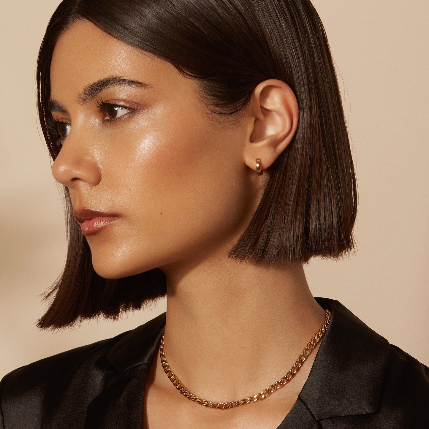 Gold curb necklace stainless steel collier gourmette or acier inoxydable MIA bijoux