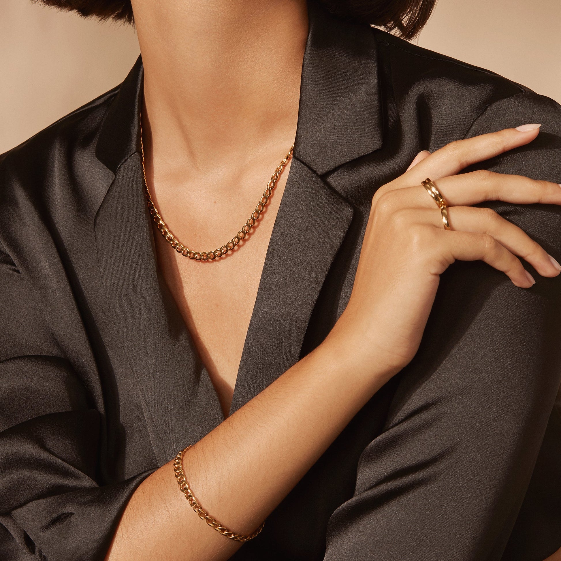 Gold curb bracelet stainless steel bracelet gourmette or acier inoxydable MIA bijoux