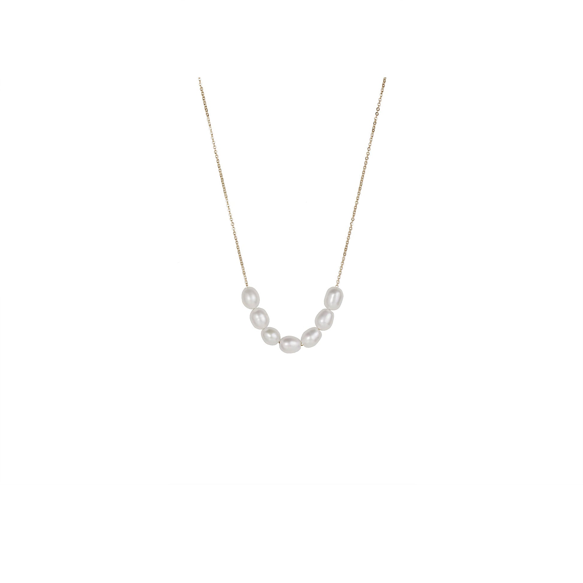 Stainless steel gold necklace with pearls tarnish free MIAJWL