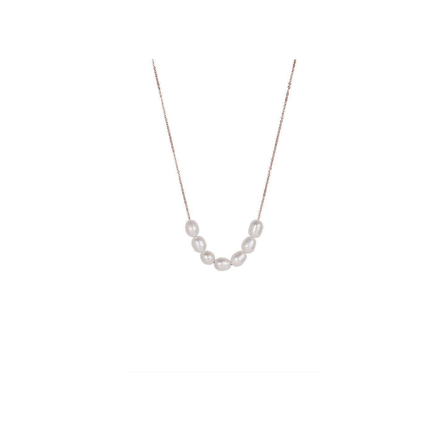 Collier rang de perles acier inox or rose sécuritaire pour la peau Mia Bijoux