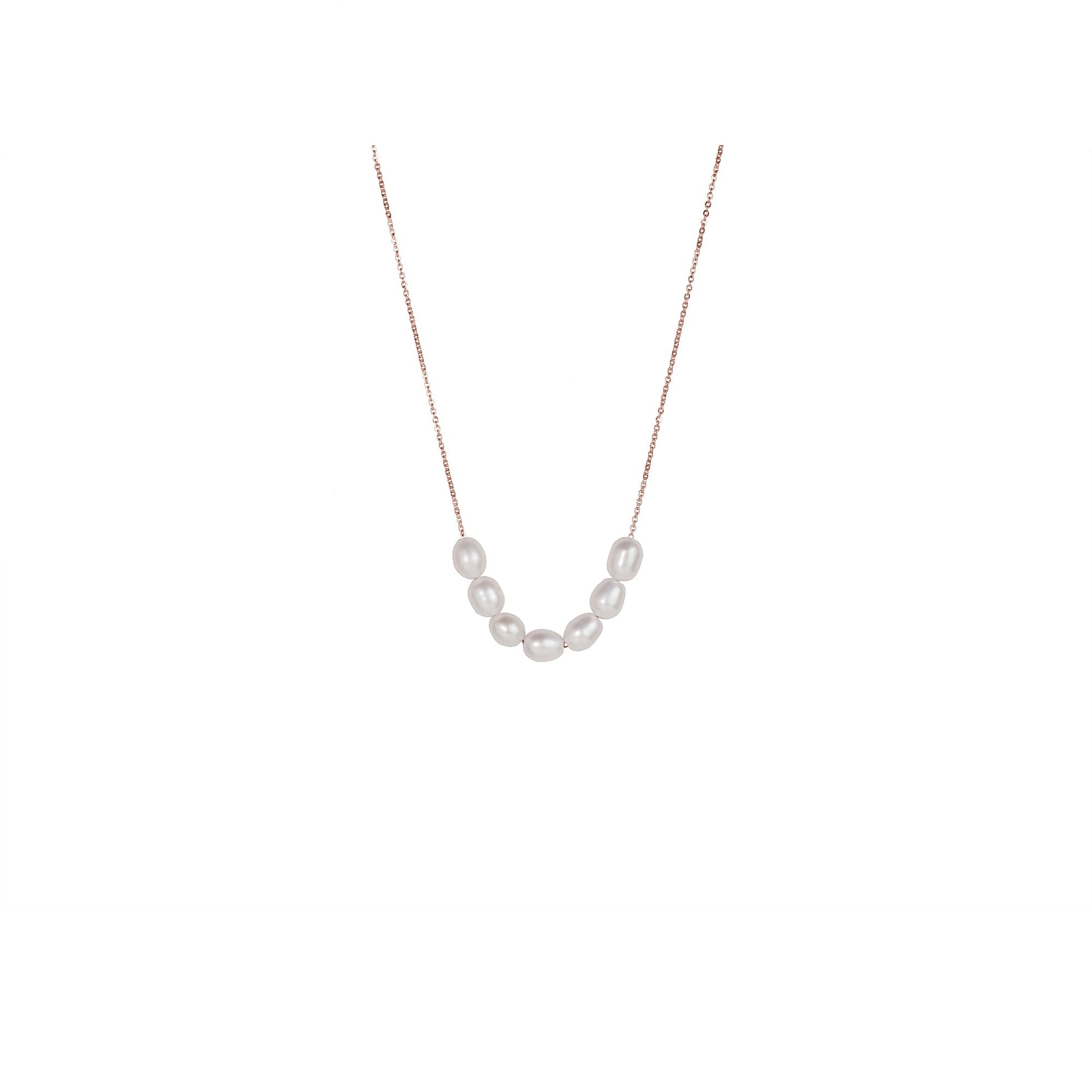 Collier rang de perles acier inox or rose sécuritaire pour la peau Mia Bijoux