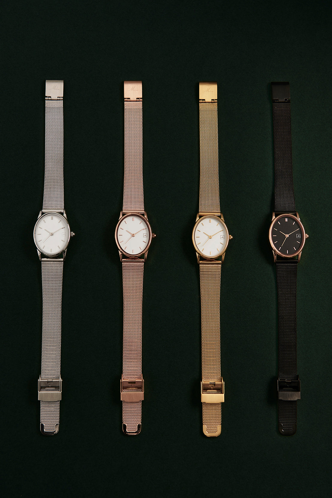 Small watches oval dial in 4 colors stainless steel montres vintage petites forme ovale acier inox 4 couleurs MIAJWL